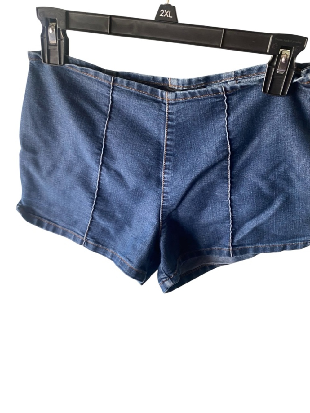 Vtg Sz 5 Y2K Low Rise Denim booty Shorts W Topstitching Retro Mod Grunge Hippy